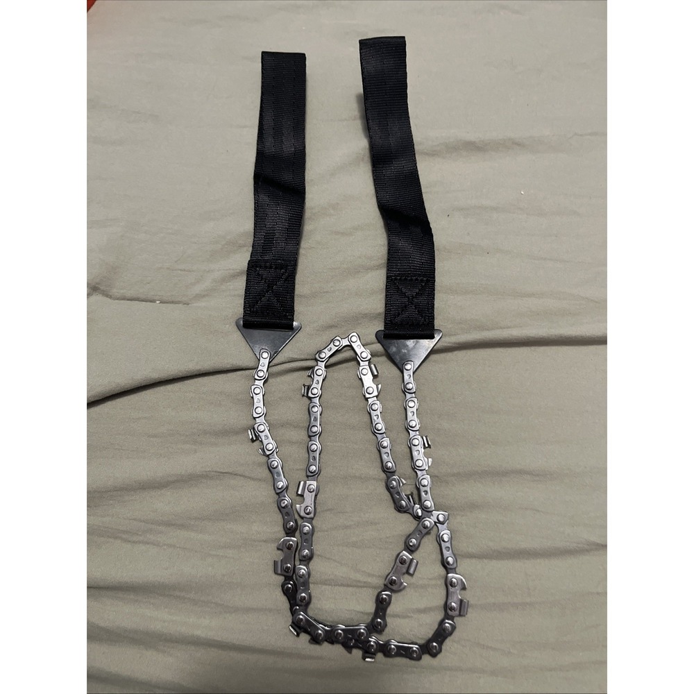 Hand Chain Saw Steel Blade Nylon Handles Lightweight Black Silver Bag Included
